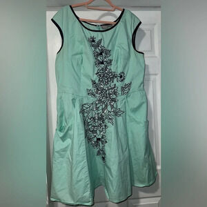 eShakti Custom Dress, Mint Green with Navy Blue
